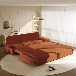 Eyisean 94.5" Corduroy King Size Pull-Out Sofa Bed, Modern 3-in-1 Convertible Sleeper Sofa, Oversized Loveseat Couch with Deep Seat & Armrest Cushion, Removable Cover Futon Couch for Living Room