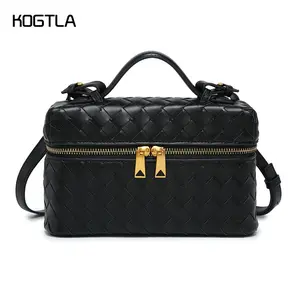 KOGTLA Travel Toiletry Bag, Lightweight Large Wide-open Travel Bag for Women, Puffy Cosmetic Makeup Bag Organizer with Handle for Accessories,Essentials, Toiletries, Black