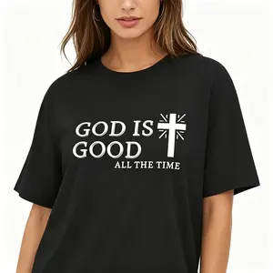 "Jesus Cross Printed" Men's Christian Graphic Loose Tee |   All-Season Breathable Top