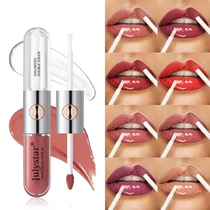 Double Head Mirror Lip Gloss Makeup Long-Lasting Moisturizing Lip Oil, 9 Color Options, Easy Application, Liquid Form, Glossy