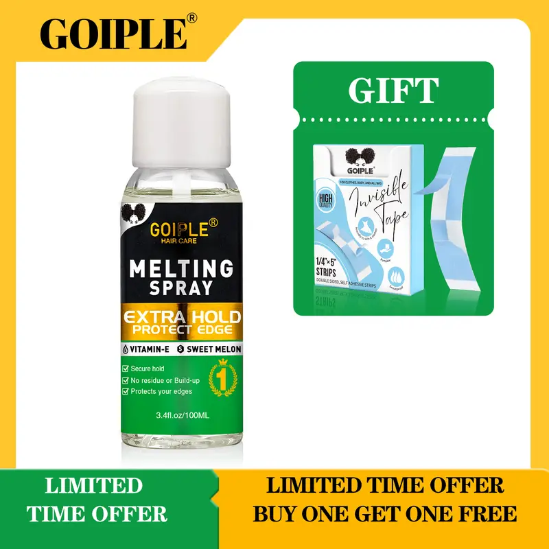 Goiple Sweet Melon Melting Spray & Tape Duo - Natural Ingredients, Secure Hold, Invisible Edge, Long-Lasting Wear for Wig Installation, All Wig Types