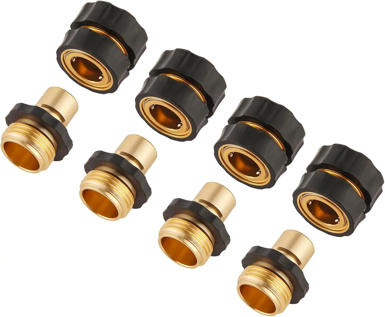 3/4 Inch Garden Hose Quick Connector, Male and Female Quick Connect Hose Fittings, 4 Set