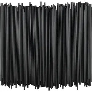 Tall Plastic Coffee Stir Sticks - 7 Inch Coffee Stirrer Sip Straws (Black, 1000)