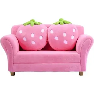 An  Pink Double Toddler Couch with Strawberry Pillows Kids Loveseat Gift for Girls  soothing Inflatable Floor  with Air Pump Convertible Crib with Support Base Wooden High  Booster  baby storage foldable High  for Toddlers portable chair