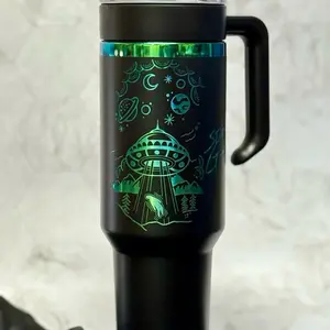 Stoner Gump Collection Tumbler - UFO Abduction - designed by AlexSmithBodyArt - 40oz with handle - multiple colors Drinkware Reusable Portable