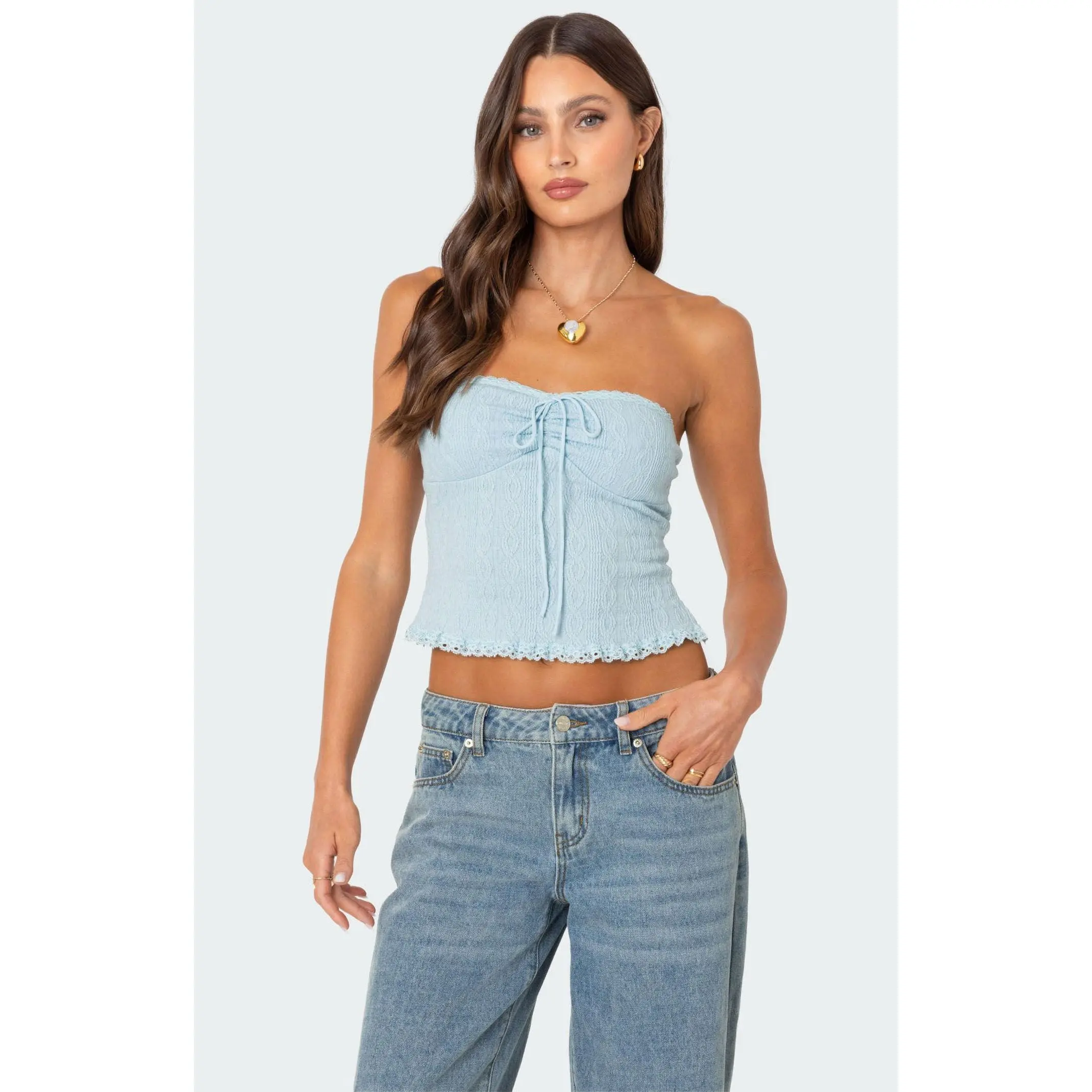 Edikted Women's Lacey Knit Tube Top