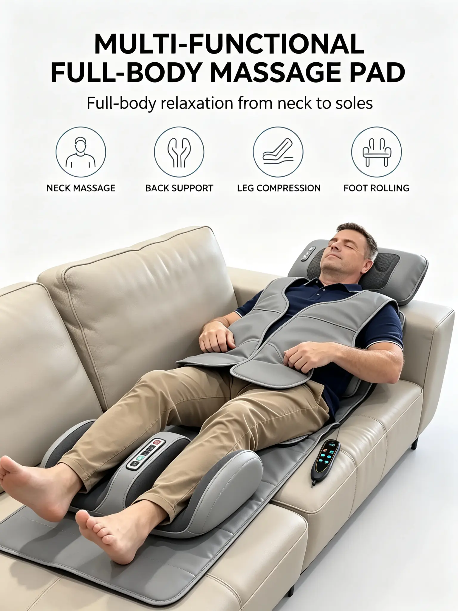 Electric Full Body Massage Mat with Shiatsu Kneading, 3D Neck Massager with 9 Speeds, Foldable Portable Back Vibrating Mat for Home Office Relaxation, Recliner Massage Pad Gift