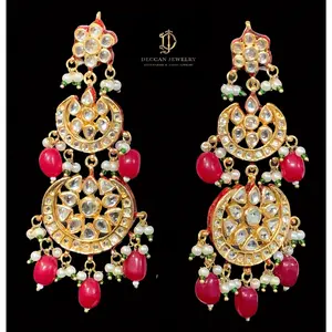 DER424 Irina Kundan statement earrings (rubies )  (READY TO SHIP )