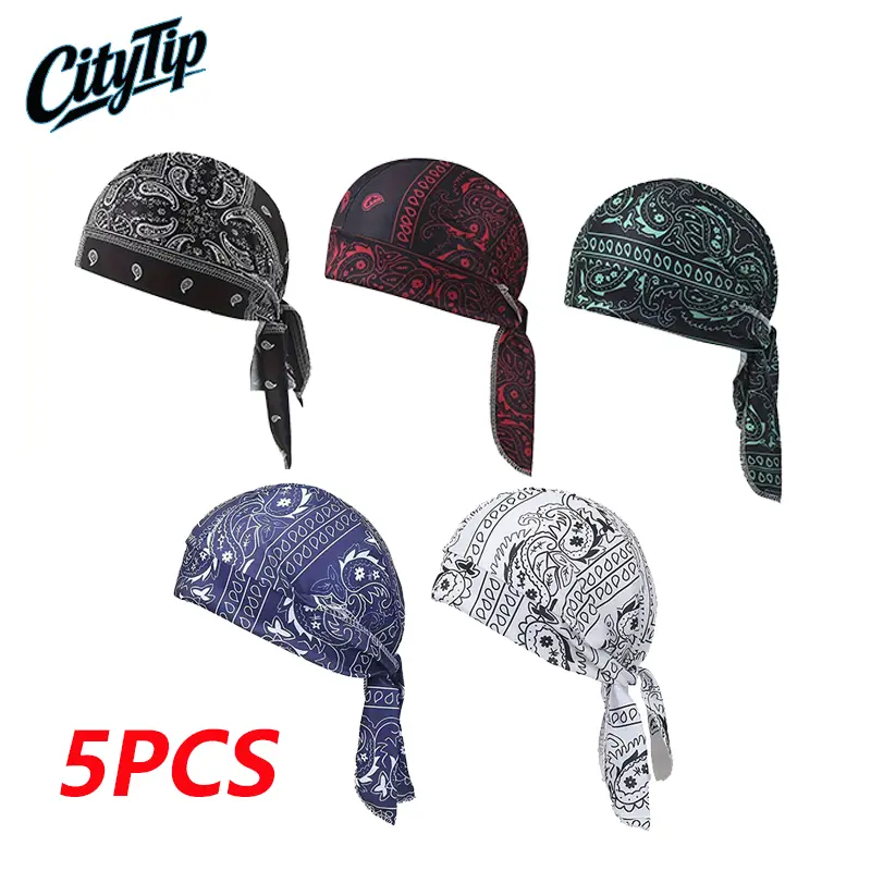 Paisley Cooling Headscarf Cap Set (2Pcs/5Pcs) - Biking Motorcycle Pirate Head Wrap, Safety Helmet Liner, Elastic Fit, Easy to Clean, Multifunctional Outdoor Headwear for Athletes