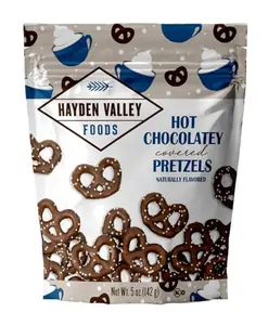 Hayden Valley Foods Hot Chocolatey Covered Pretzels | 5 oz Resealable Bag | Gourmet Flavored Pretzels