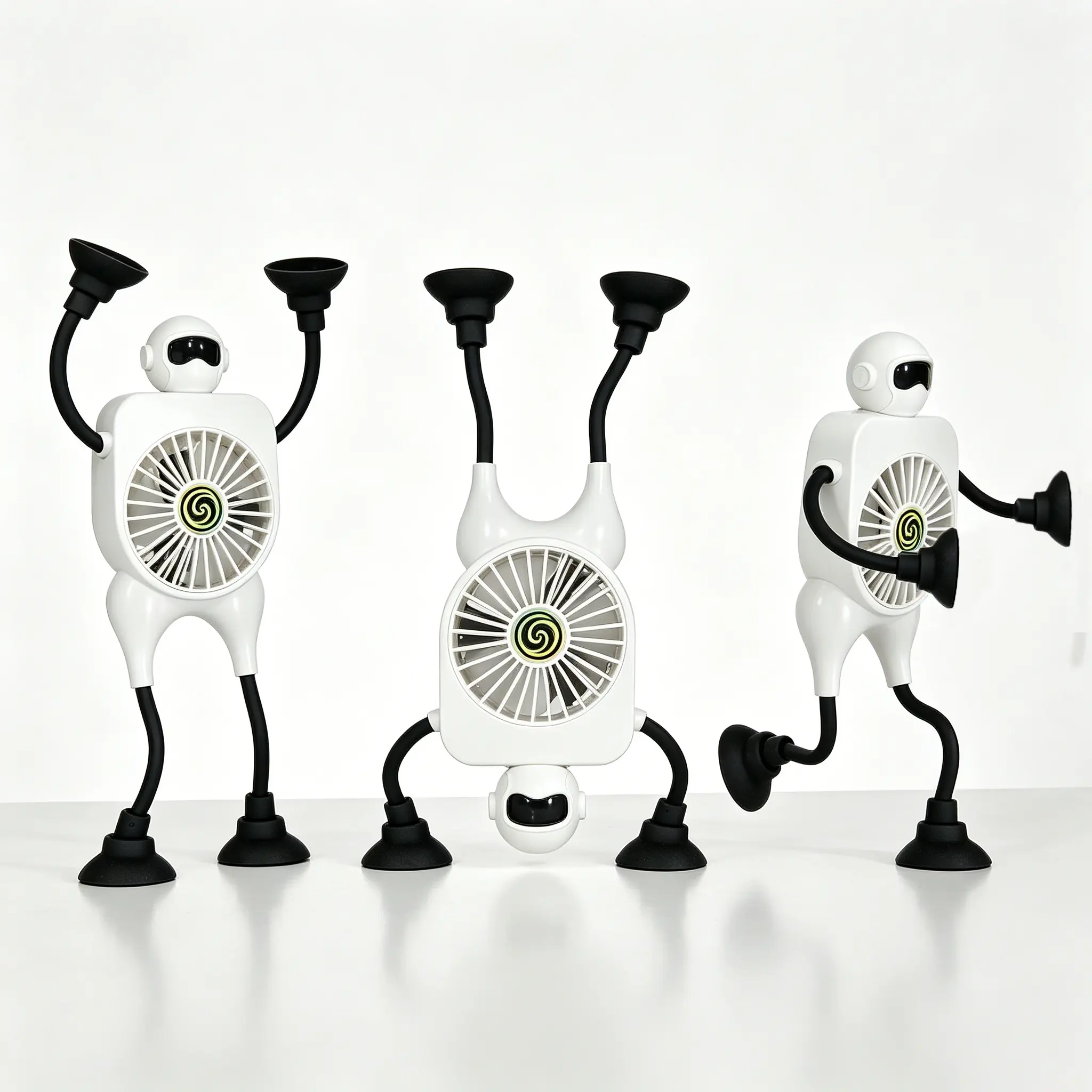 Robot Fan with Suction Cup Arms & Legs, 100-Speed Stepless Adjustable Mini Desk Fan with Digital Display, 5h long-lasting, Flexible Bendable Limbs Portable Personal Cooling Fan for Desk, Office, Bedroom, Party, Outdoor