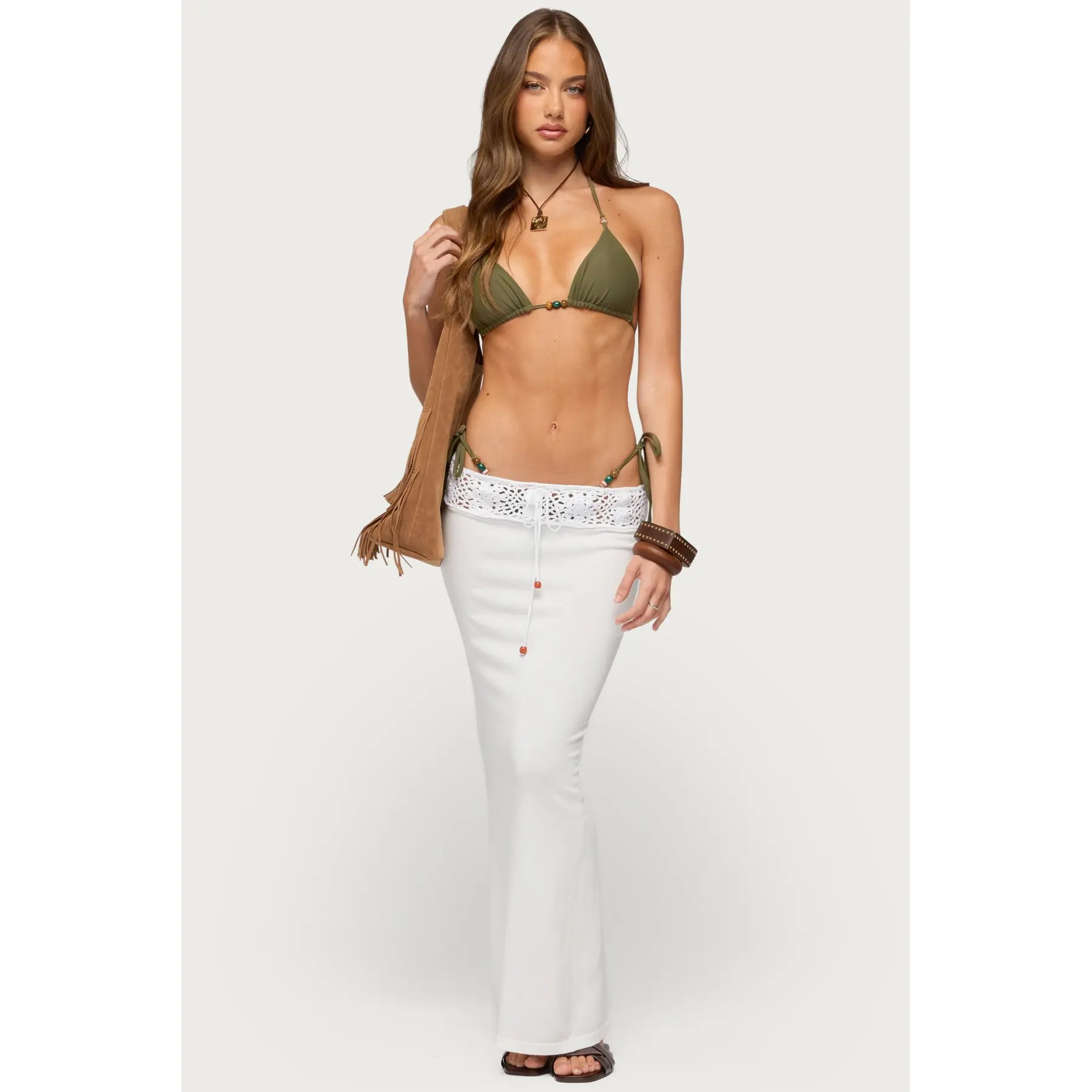 Maven Crochet Waist Knit Maxi Skirt