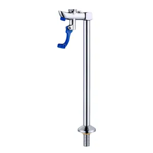 WOWOW Glass Filler Faucet, 14-Inch Water Filler Faucet Deck Mount Pedestal Glass Filling Water Station, Stainless Steel Push Cup Faucet