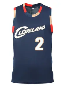 Men's 2 Blue Embroidered Vintage Basketball Jersey, Casual Short Sleeve Vest, Fitted Letter Pattern, Long H-Type Silhouette, Sportswear, Basketball Shirt