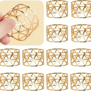 18 Pack Gold Napkin Rings, Vintage Hollow Napkin Holders, Metal Fabric Napkin Buckles for Wedding, Family Collecting, Birthday Party, Dining Table Decoration