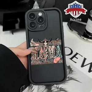 Western MAMA Pattern TPU-Silicone Phone Case, Shockproof Drop-Protection Rugged Cover for iPhone 17 Pro Max/16 Plus/15/14/13/12/11/Air, E-Series Mobile Phone Accessories Protector