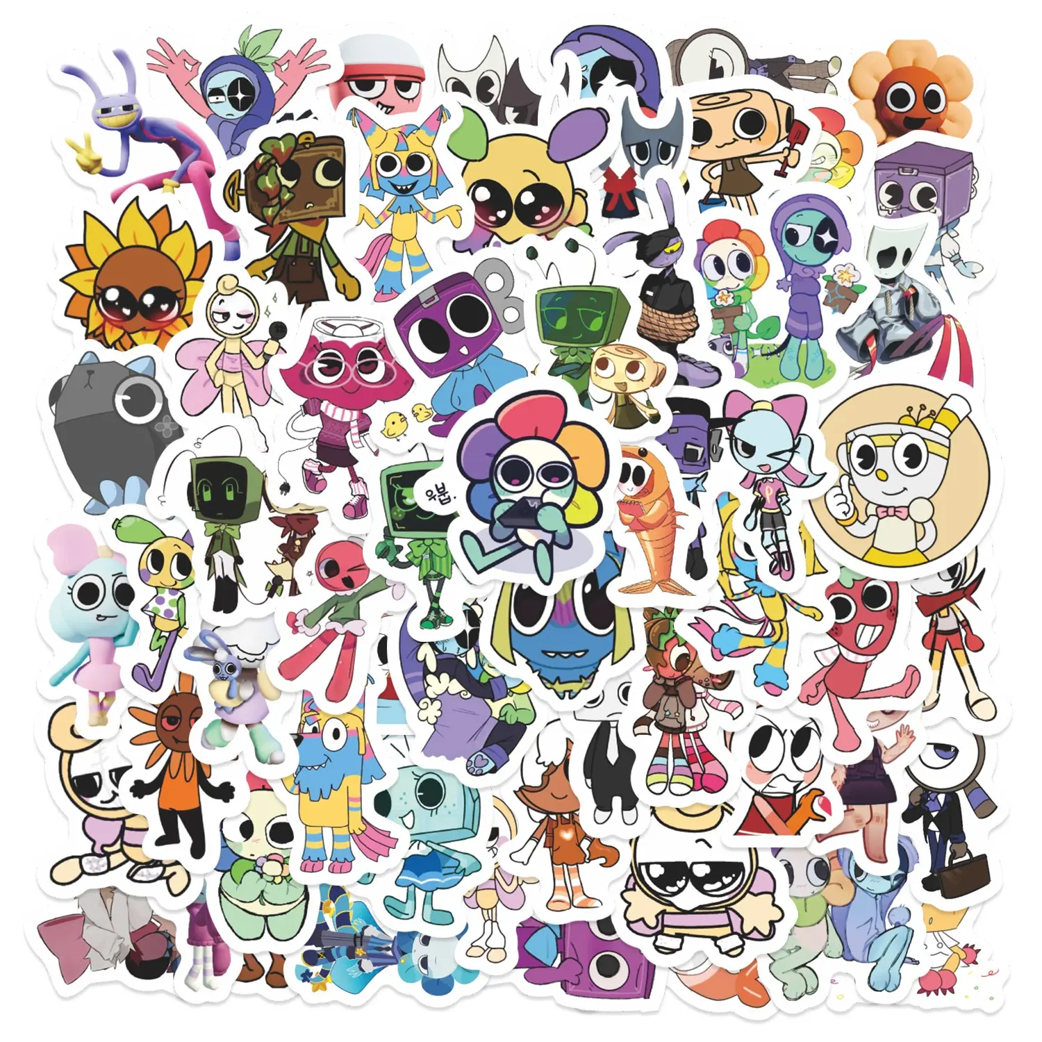 60pcs The Amazing Digital Circus Stickers Pack, Decorative Stickers, Waterproof Cute Cartoon Character Decals for Laptop, Water Bottle, Journal & Scrapbook, Kids Gift