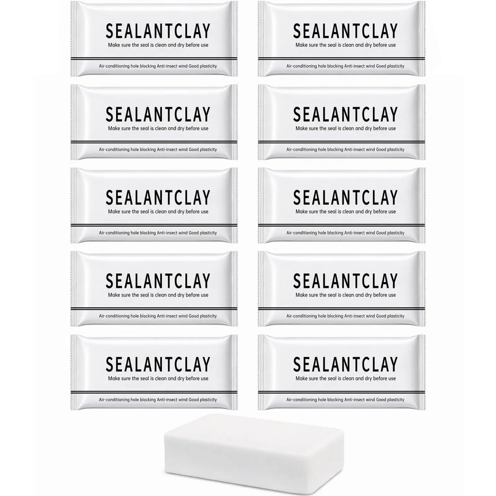 10-Pack White Waterproof Repair Putty, Kitchen Home Improvement Clay for Small Hole Fixing, Anti-Leak Caulk & Drain Pipe Sealer, Reliable Barrier for Dry Surfaces
