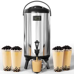 Insulated Beverage Dispenser 3.2 Gallon/12 L, Hot&Cold Water Dispenser with Spigot for Coffee Juice Tea Milk, Stainless Steel Drink Dispenser for Parties Catering Commercial Use Home, Silver