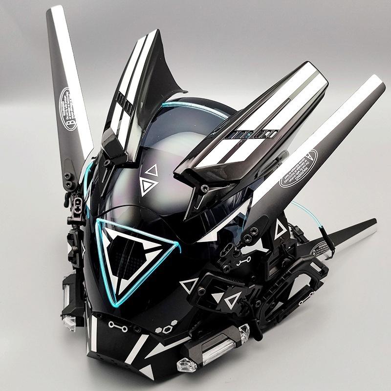 Cyberpunk Mask Iron Warrior Helmet Cosplay Men's Mecha Luminous Full Face Hood Tactical Mask