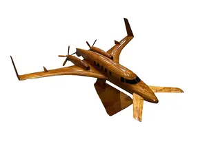 Beechcraft Starship 2000 Mahogany Wood Desktop Airplane Model