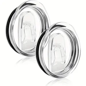 Thin Cup Replacement Lids Set, 20oz Plastic Portable Sliding Lid, Tumbler Replacement Lid, Washable Leakproof Sealed Fits 2.72-2.75 Inch Cups, Office Reading Camping Use, Drinkware Lid