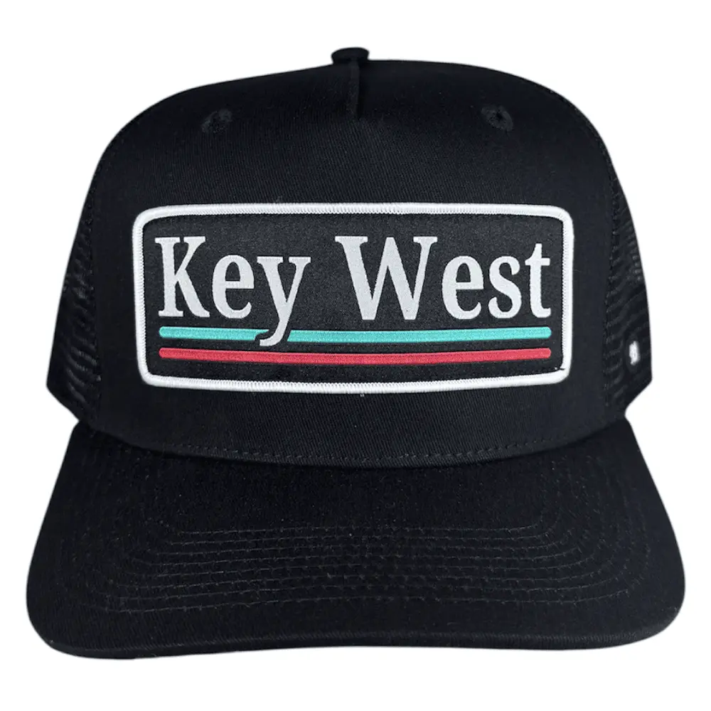 ANXD Key West Stripes 5-Panel Snapback Hat | Black Mesh Back | 58cm Adjustable | Double Portion Supply