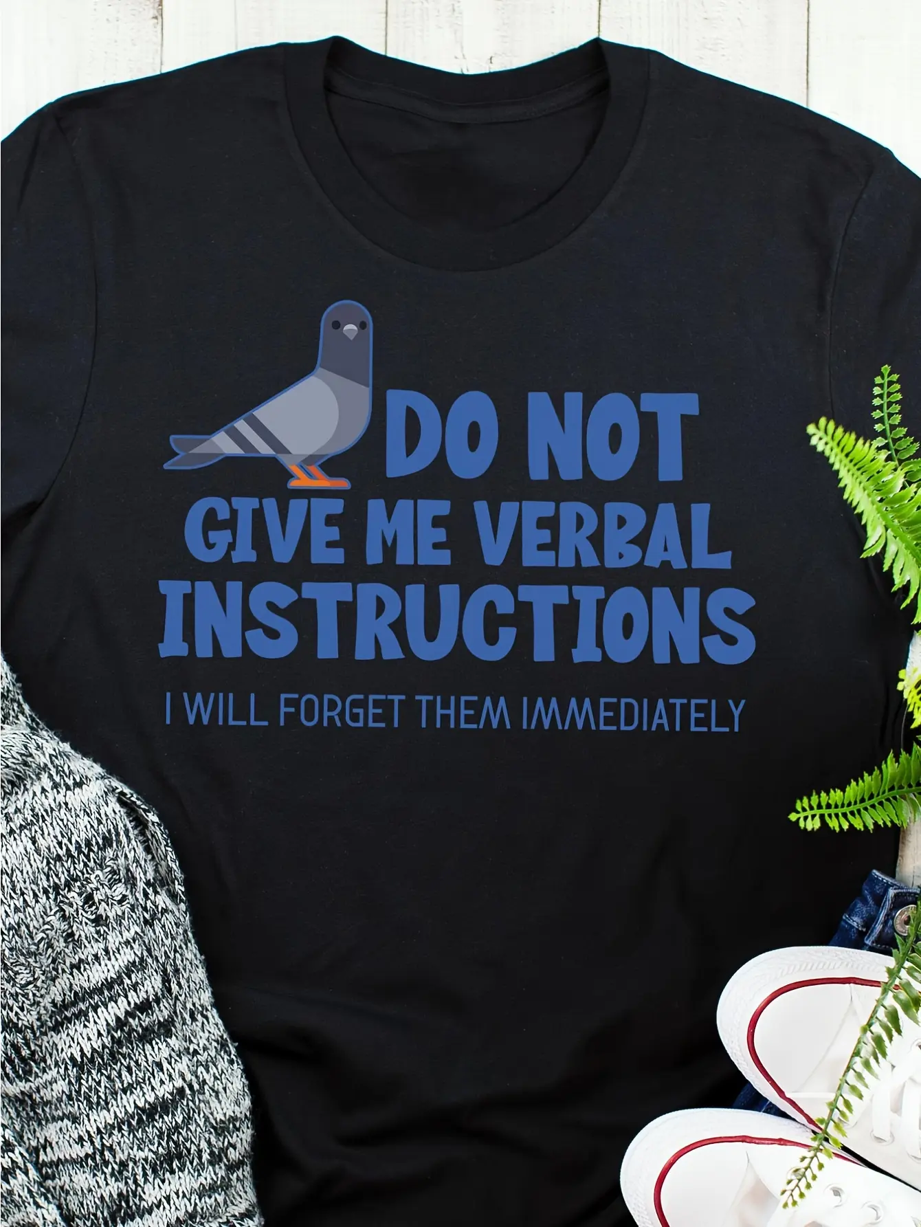 Funny Autism & ADHD Awareness Shirt - "Do Not Give Me Verbal Instructions" Pigeon Graphic Tee - Soft Breathable Neurodivergent Apparel - Sizes S-3XL - Machine Washable Casual Casual Attire - Funny Gift for Autism ADHD Chronic Illness - Men & Women Humorou
