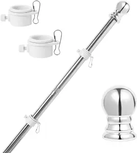 Flag Pole Kit 5ft Flag Pole Outside House Flag Poles with Tangle Free Flag Pole Rings 3x5 American Flag Mounting Bracket Stainless Steel Heavy Duty Yard Truck Boat(Without Bracket)
