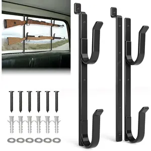 Rear Window Gun Rack for Pickup Truck - Heavy Duty Steel Car Side Gun Rack for Gun, and Bow, Dip Coating Truck Gun Holder, Five Adjustable Length