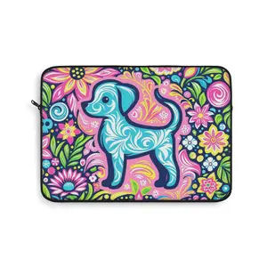 Laptop Case, Pink Laptop Case, Dog Laptop Sleeve, Laptop Sleeve, Pet lover gift, Bright and Colorful
