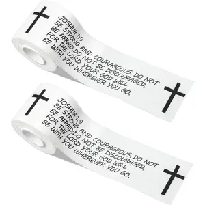 2Pcs Christian Cross Athletic Tape 2IN X 23FT Cotton Zinc Oxied White Sports Tape Athletic for Tennis Baseball, Religious Bible Verse Gymnastics Wrist Tape Christian Gifts for Men Women