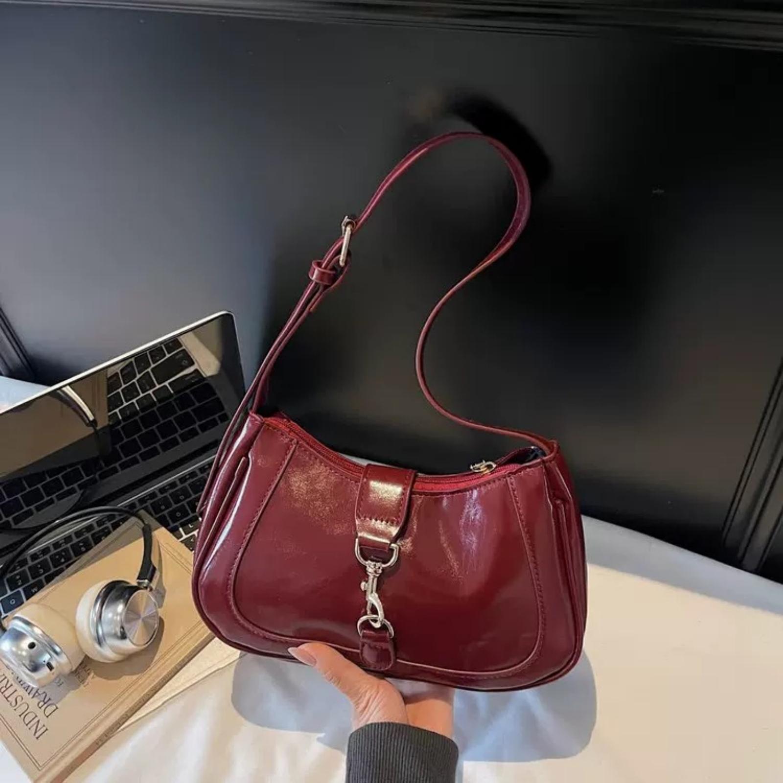 Retro Minimalist Hook Decor Handbag Adjustable Shoulder Strap Crescent Shape Crossbody Bag Woman Purse Shoulder Bag Suitable For Date, Outing, Party