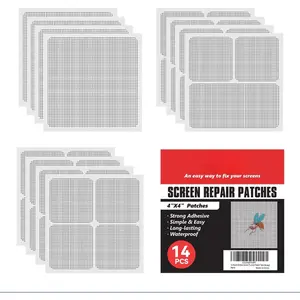 14 Sheets Window Screen Patches Repair Kit, 3 Sizes Window Screen Repair Kit for Mesh Screen Door,  Adhesive Fiberglass Quick Screen Repair Tape (Gray)