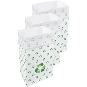 30 Gallon Disposable Pop-Up Trash Cans (3-Pack) with Fitted Bags - Foldable Garbage & Recycling Bins for Parties, Events & Kitchen (Recycle, 30" H x 14" W x 17" D)