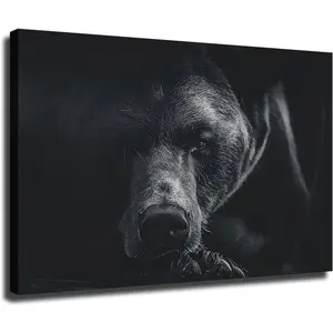 Bear Canvas Print, Bears Wall Art, Animals Canvas Art, Black and White Wall Art, for Living Room Bedroom Ready to Hang (Framed,24*36 inch)
