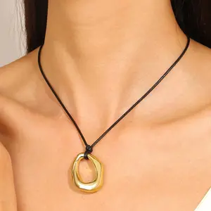 Gold Chunky Statement Hollowed Spiral Necklace for Women Cord Necklaces with Gold Pendant Trendy Jewelry Gifts Christmas Stocking Stuffers
