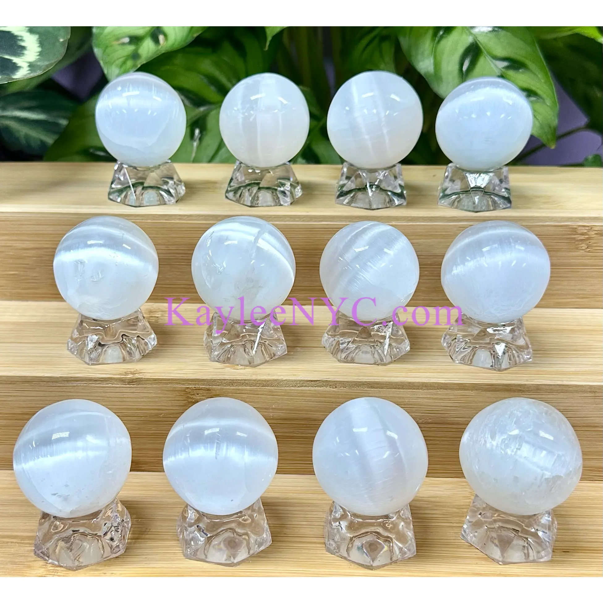 12 pcs Natural Selenite Aka Satin Spar Crystal Sphere ~4cm