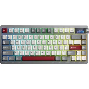 X Aula Nova75 Mechanical  Creamy Keyboard with Screen 8000mAh,Gasket Mounted with 75% Compact Layout,RGB Backlit,Custom Hot Swappable,BT/2.4GHz/USB-C,Gaming Keyboards for Win//iOS/Android