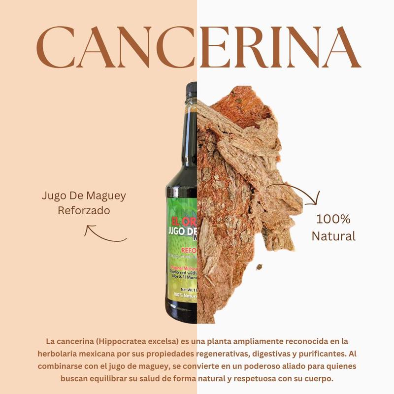 Maguey Juice - Jugo De Maguey Reforzado con Guanabana, Moronel, Cancerina, Aloe -  Michoacano Tarasco de 1 litro (33.3Fl Oz) Asado (Reinforced)