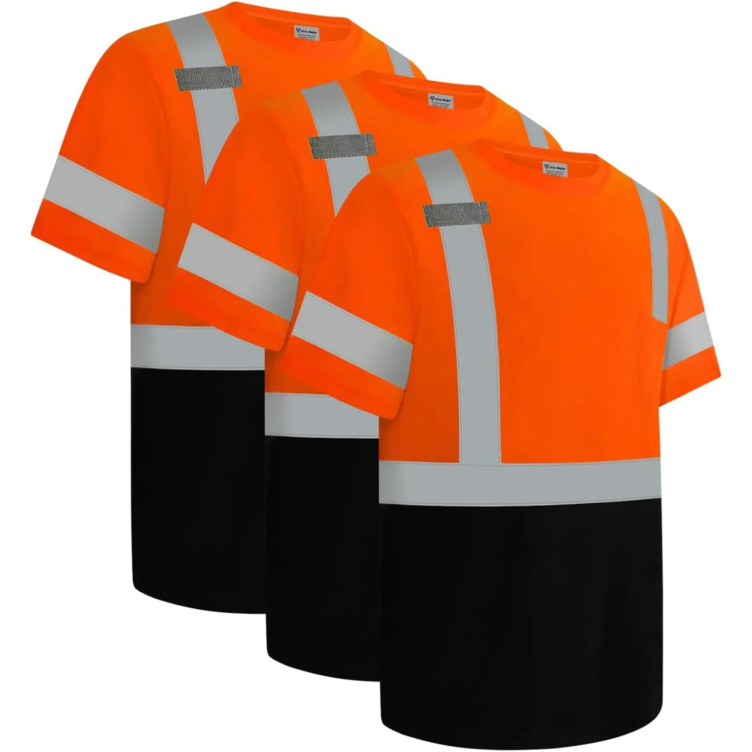 3-Pack Men's & Women's Safety T-Shirts, Short Sleeve Hi-Vis Polyester Work Shirts, ANSI Class 3 Reflective Safety Gear with Black Bottom & Pocket, Construction