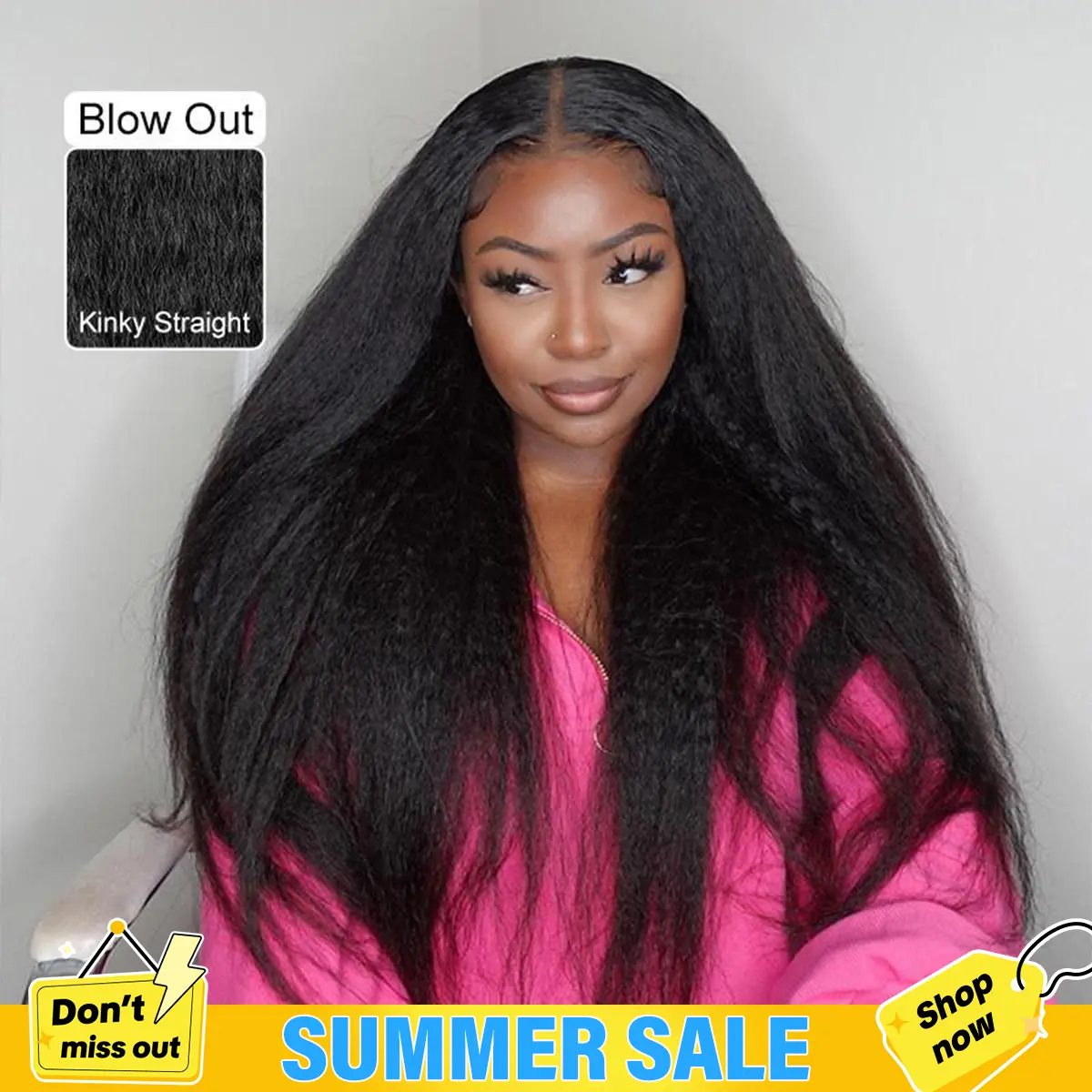 [Flash Sale] Bgmgirl Kinky Straight 360 Lace Wear Go Wig 7*5 HD Lace 9*6 Yaki Straight 180% Density Glueless Pre Plucked Pre Cut 100% Human Hair Closure Wig summer outfits back to school