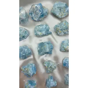 raw blue calcite x fluorellestadite specimens
