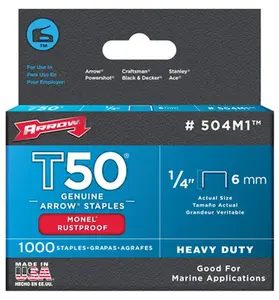 Arrow Fastener 504M1 1000 Pack- T50 .25 in. Staples