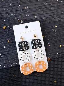 Halloween Acrylic Drop Earrings Cute Ghost Print BOO Dangle Fun & Quirky Party Accessory, Hypoallergenic Stainless Steel Ear Needle, No Plating - All Seasons Festive Jewelry Gift
