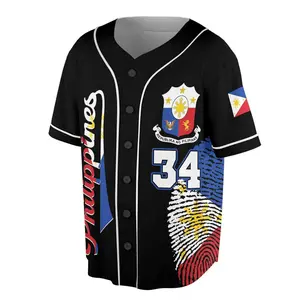 Personalized Philippines Flag Coat of Arms Baseball Jersey - Custom Name & Number Design - Shop Now!