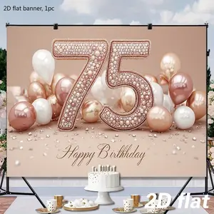 A fashionable pearl balloon design for a 75th birthday celebration backdrop, made of large polyester fabric, suitable for indoor and outdoor use, and applicable to all seasons. wwx