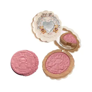 Flower Knows The Sweetie Bear Collection Silk Satin Blush,Shimmery Rose Pink Powder Blush for Cheeks,Buildable & Blendable Face Makeup,Soft Long-Lasting for Women & Girls,0.18 Oz(01 Shimmer Soufflé)