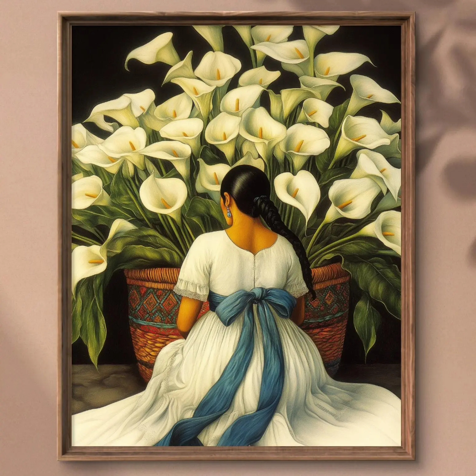 [UNFRAMED] Mexican Flower Seller Poster, Calla lilies flowers Art, Flowers, Corazon Mexicano Art