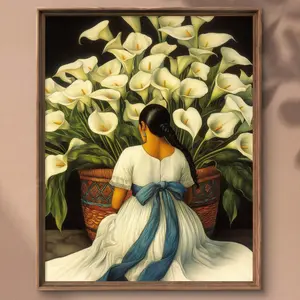 [UNFRAMED] Mexican Flower Seller Poster, Calla lilies flowers Art, Flowers, Corazon Mexicano Art